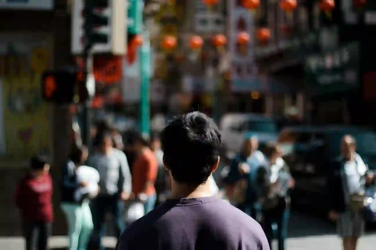 Traveler walking through tokyo city