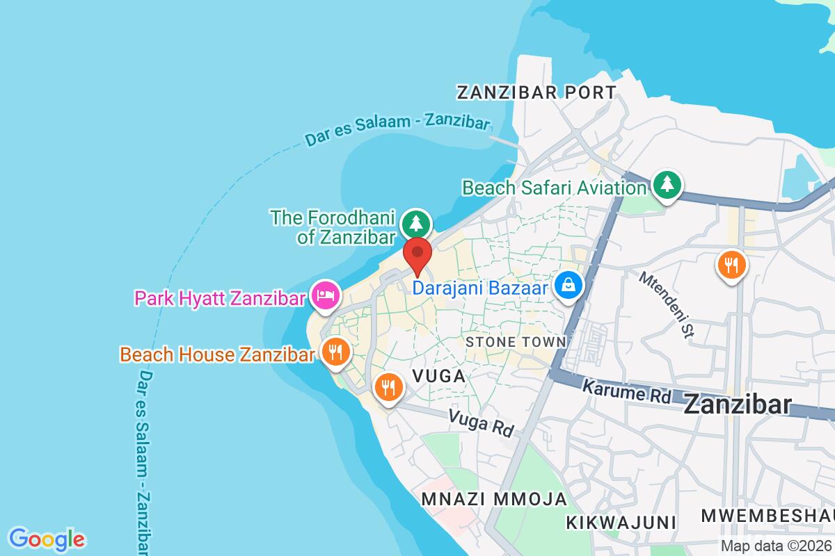 Map showing the meeting point for Stone town walking tour