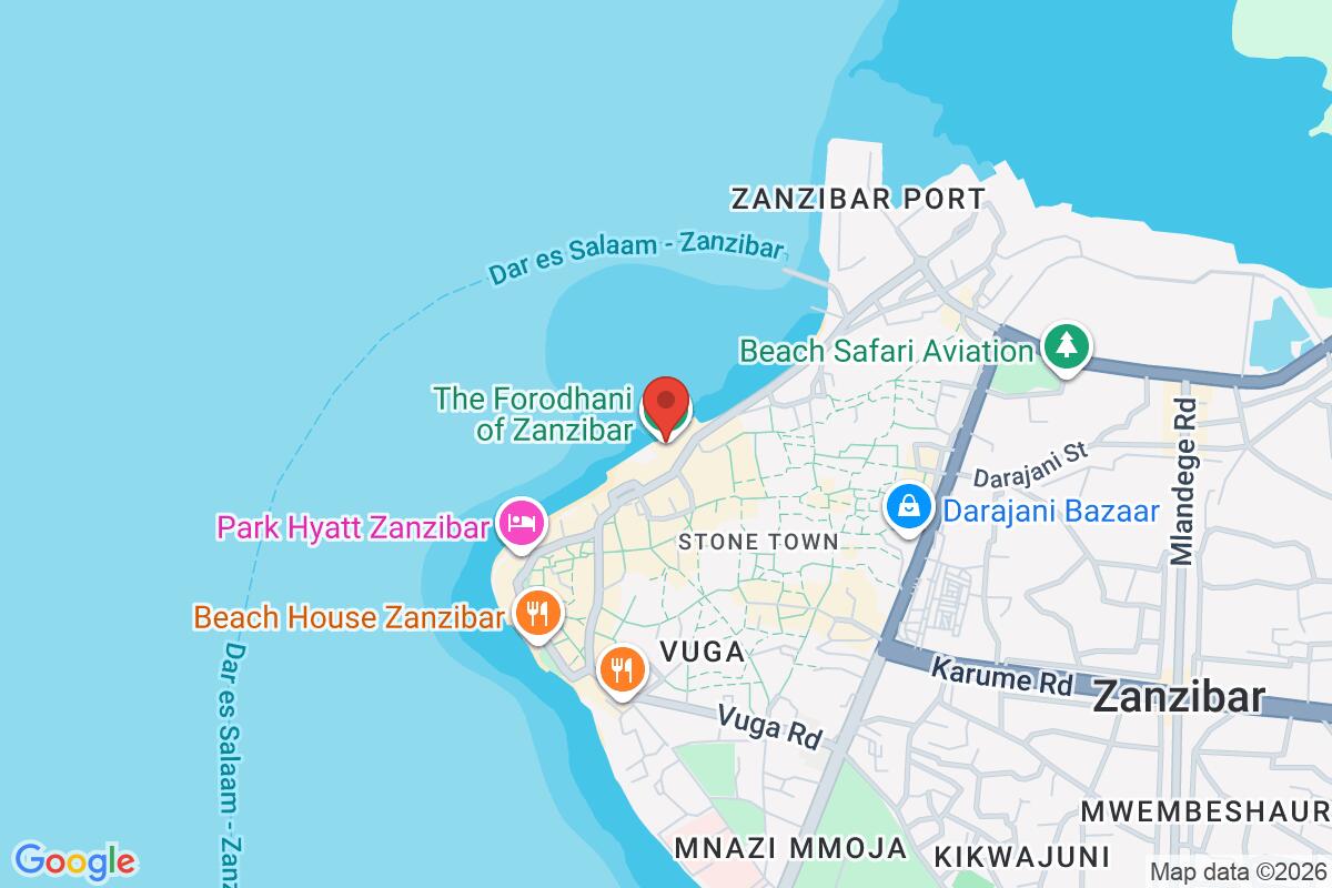 Map showing the meeting point for Free Tour: A Walk Through Stone Town Popular Historical Sites 