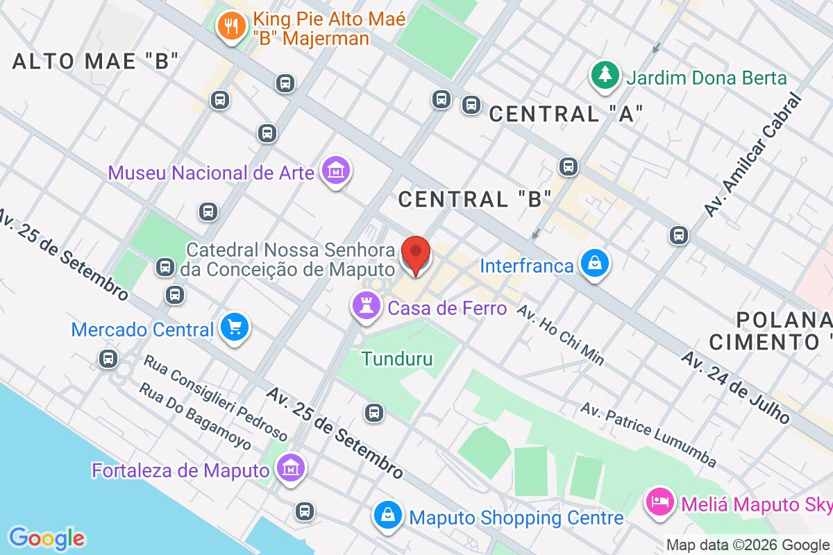 Map showing the meeting point for Maputo Free Walking Tour