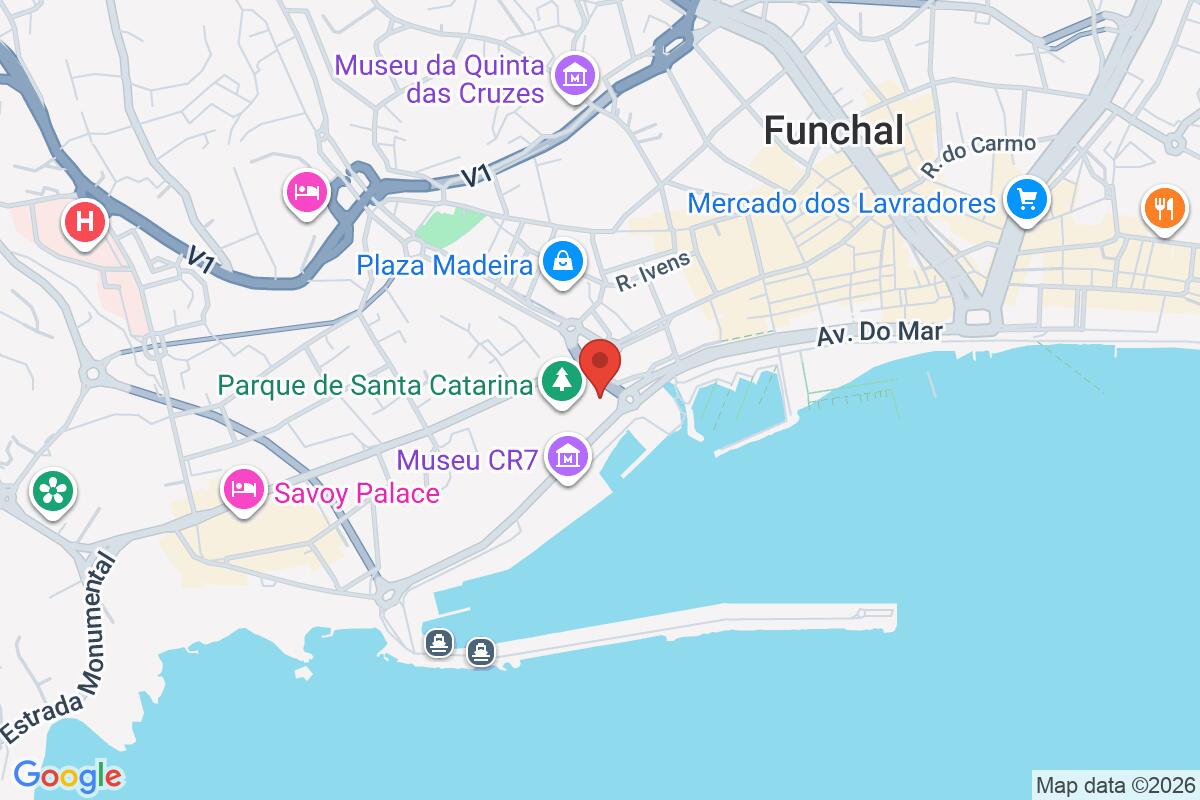 Map showing the meeting point for Funchal Old Town Free walking Tour