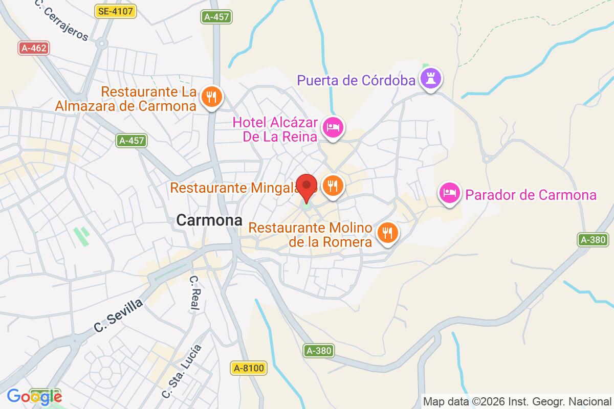 Map showing the meeting point for Free Tour of Carmona Lucero de Europa
