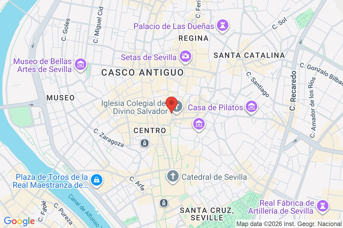 Map showing the meeting point for Free Walking Tour Sevilla: Monumental City Secrets