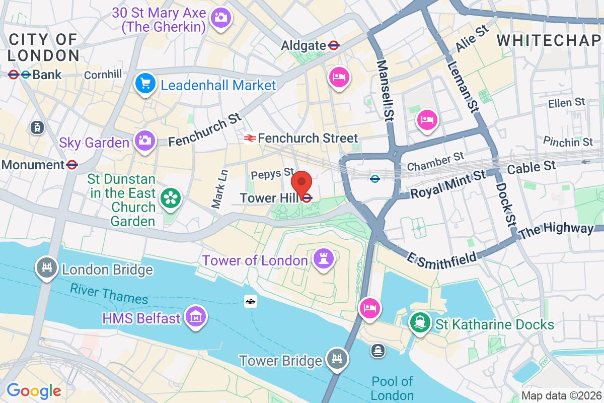 Map showing the meeting point for Free Jack the Ripper Tour