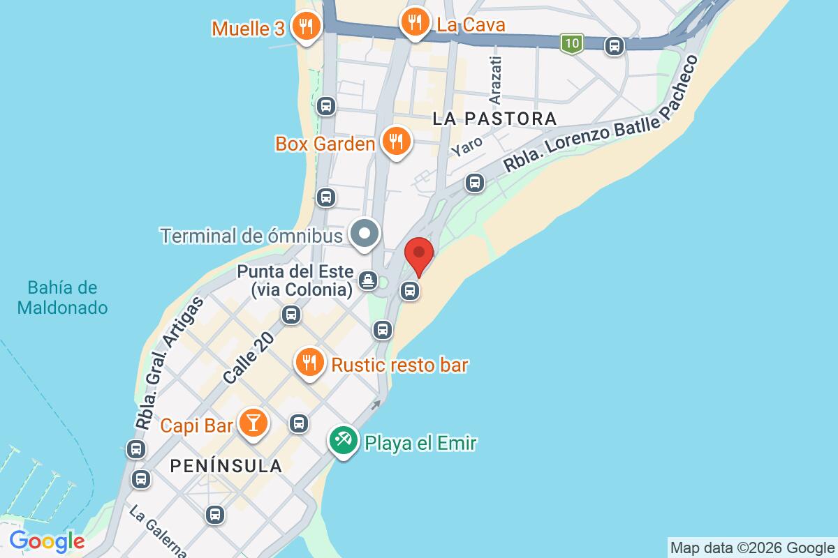 Map showing the meeting point for Punta Del Este Free Walking Tour