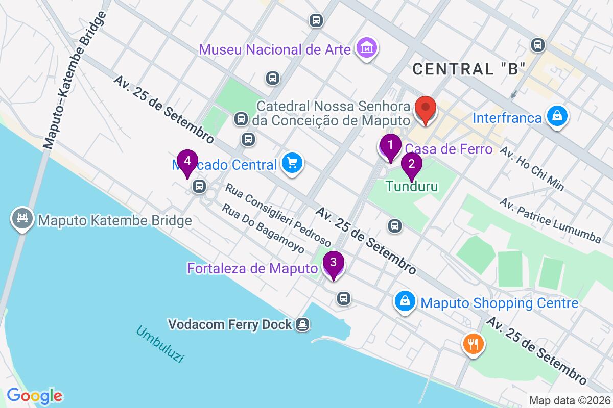 Map showing the route for Maputo Free Walking Tour