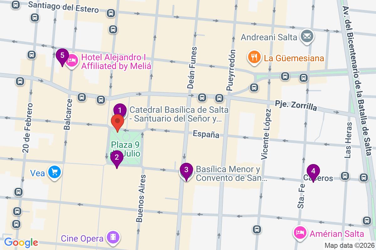 Map showing the route for Get to know Salta on foot