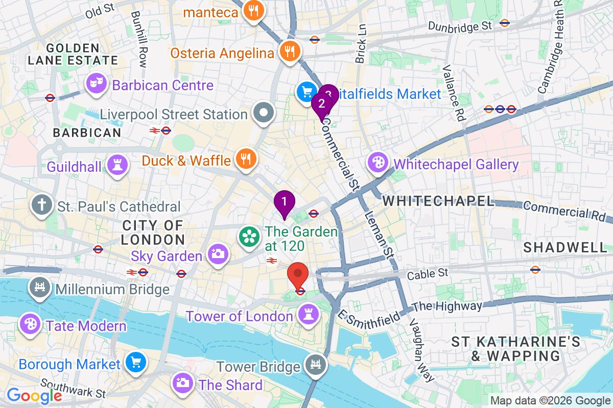 Map showing the route for Free Jack the Ripper Tour