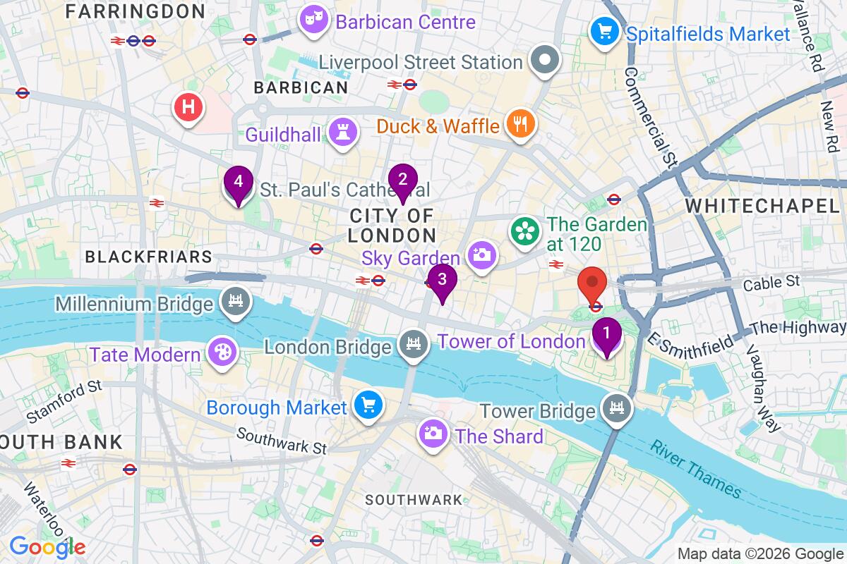 Map showing the route for Free Historic City of London Tour