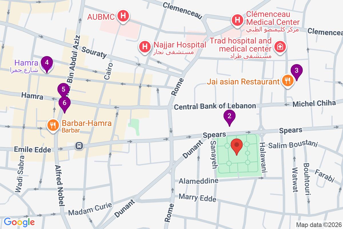 Map showing the route for Free Walking Tour Beirut - Hamra Edition