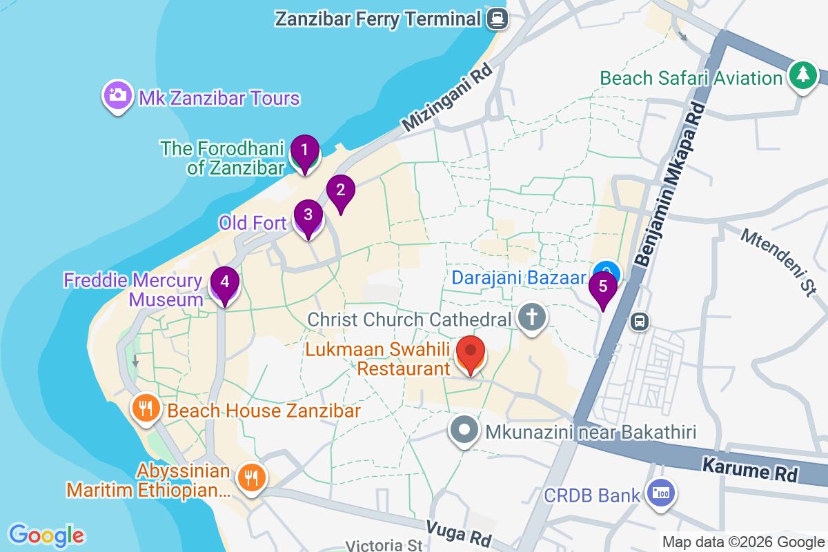 Map showing the route for Stone Town Uncovered: History, Culture & Hidden Stories