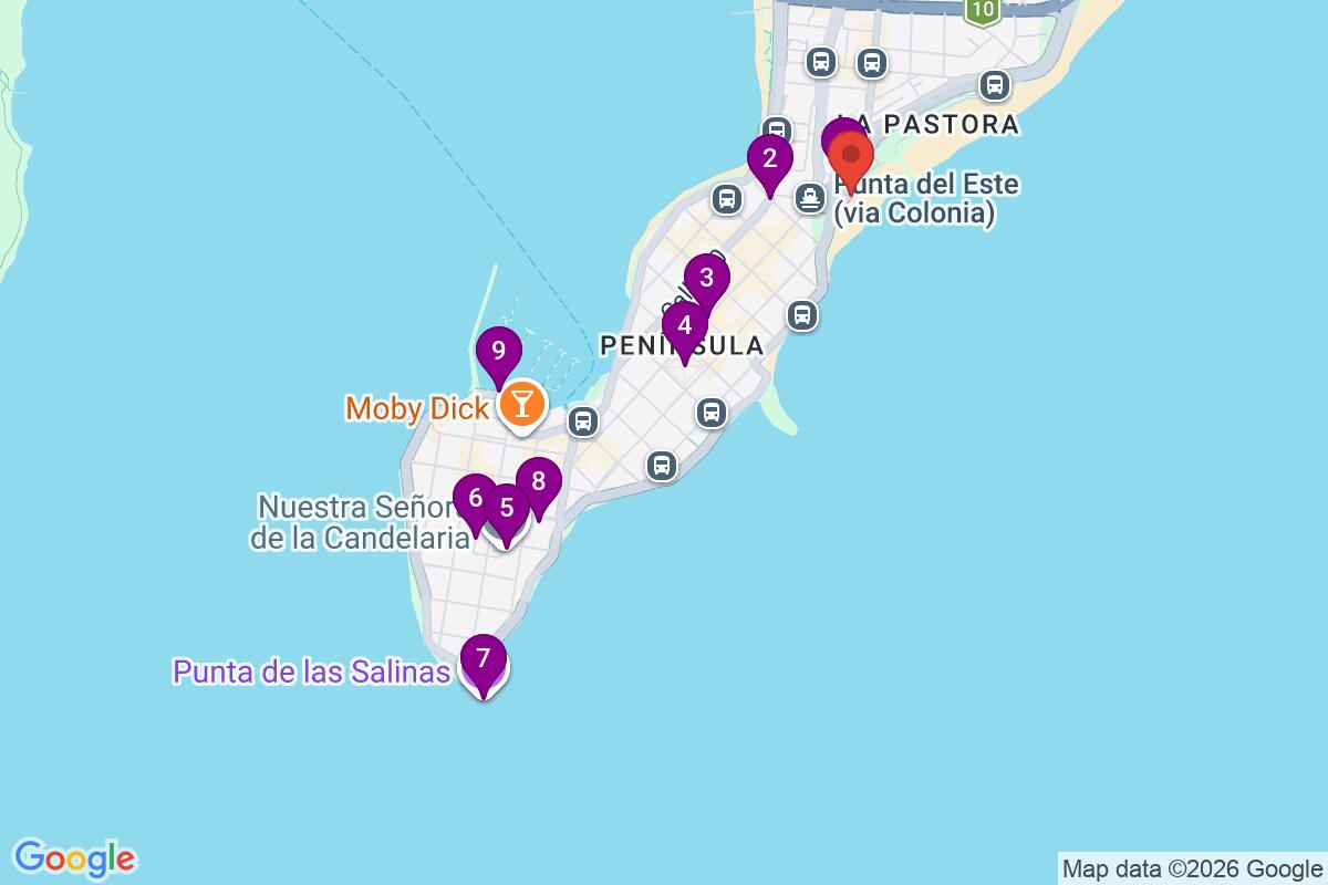 Map showing the route for Punta Del Este Free Walking Tour